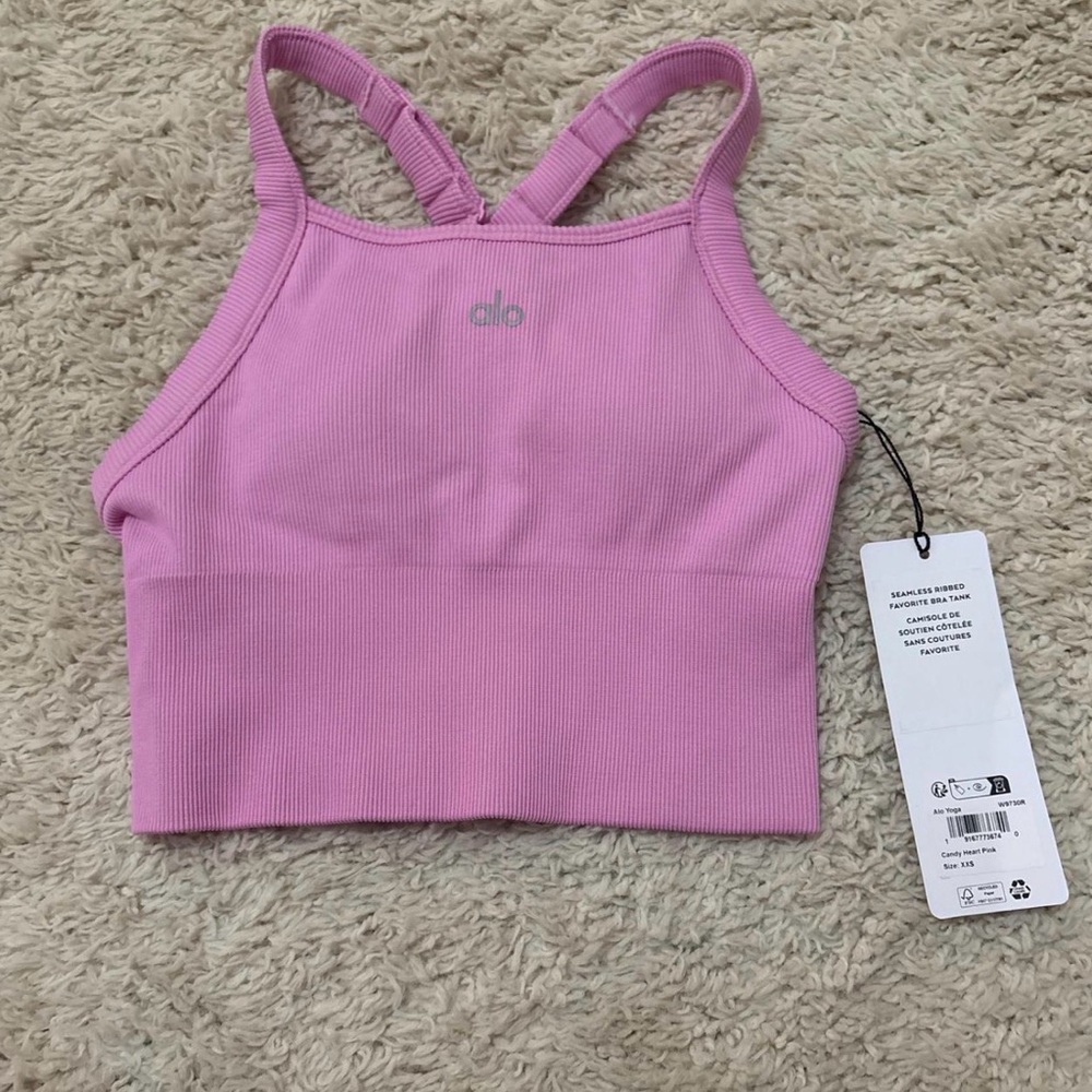 ALO Yoga Lavender Ribbed Sports Bra